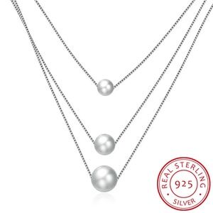 Sterling Silver Shell Pearl Tier Necklace